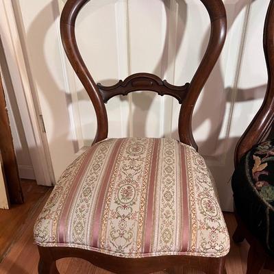 2 Wooden Covered Chairs