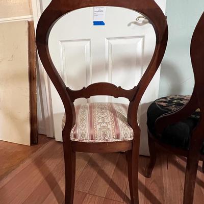 2 Wooden Covered Chairs