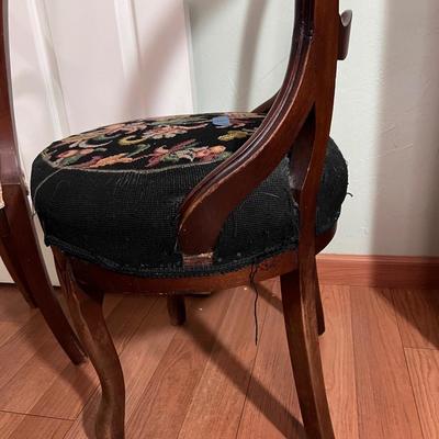 2 Wooden Covered Chairs