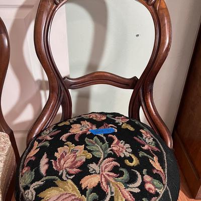 2 Wooden Covered Chairs