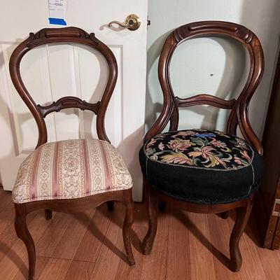 2 Wooden Covered Chairs