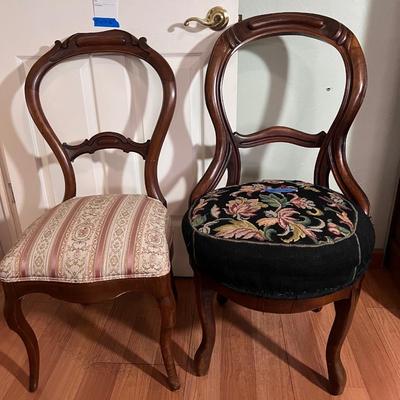 2 Wooden Covered Chairs