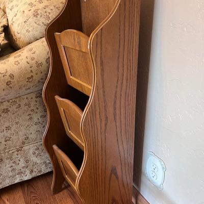 Magazine Tower, Green Painted Decorative Wagon and Floor Magazine holder