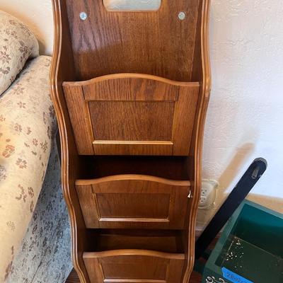 Magazine Tower, Green Painted Decorative Wagon and Floor Magazine holder