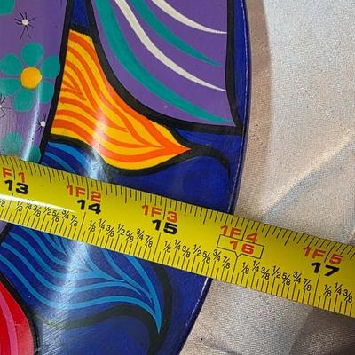 Signed Agustin Vargas Mexican Folk Art Fish Platter – Hand-Painted Lacquered Wood Wall Plate