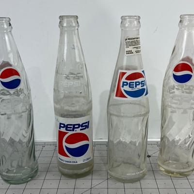 (4) Pepsi Bottles, Various Logos 