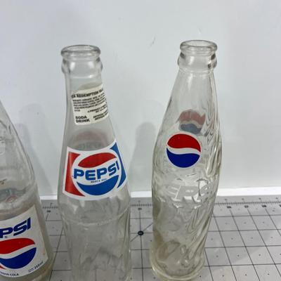 (4) Pepsi Bottles, Various Logos 