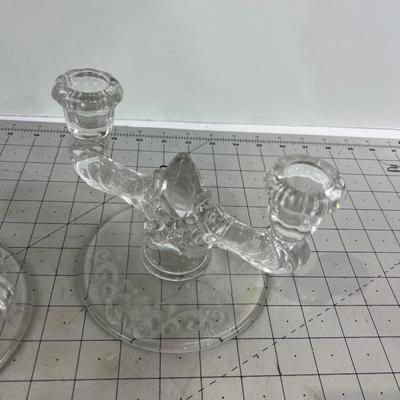 2 Fancy Etched Candelabra 