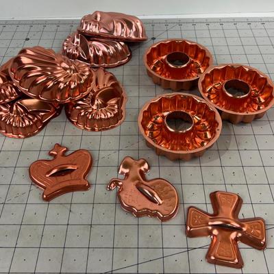 Copper Colored Molds and Cookie Cutters 