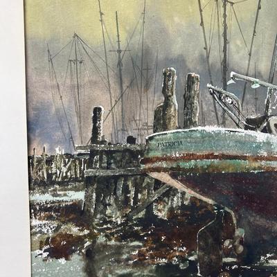 H. Francis Sellers 1937-2011 Untitled Water Color Boat "PATRICA" 