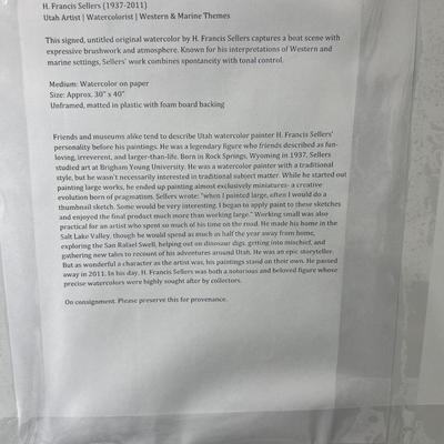 H. Francis Sellers 1937-2011 Untitled Water Color Boat "PATRICA" 