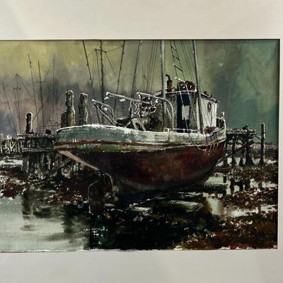 H. Francis Sellers 1937-2011 Untitled Water Color Boat "PATRICA" 