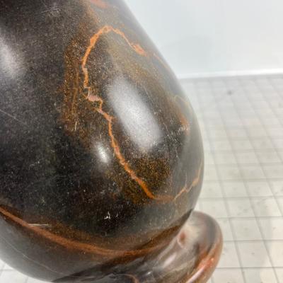 Stone Vase. Black with Red Vane in the Rock, NEAT! 