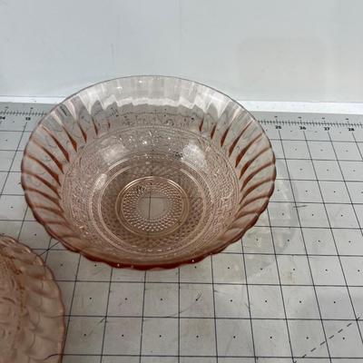2 Pink Depression Glass Bowls 