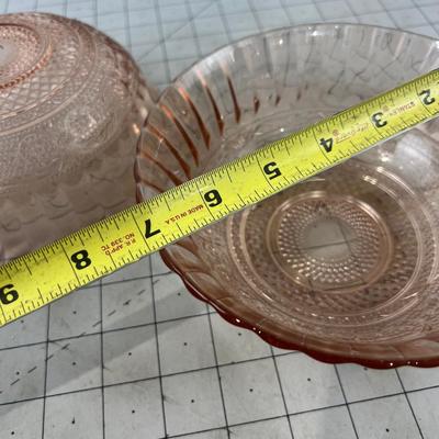 2 Pink Depression Glass Bowls 