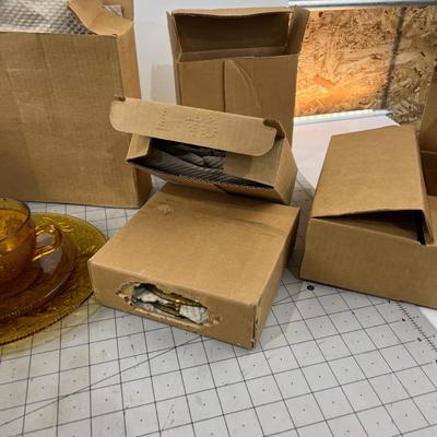 VINTAGE in the BOX  Amber Sandwich Glass by TIARA NEVER USED! 