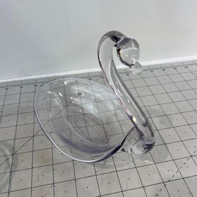 2 Pieces of Hand Blown Glass; Swan & Candy Dish