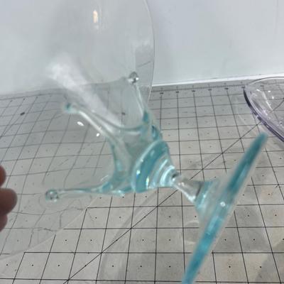 2 Pieces of Hand Blown Glass; Swan & Candy Dish