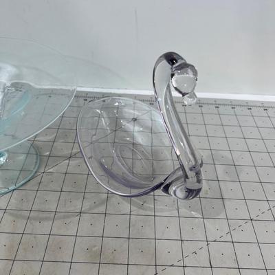2 Pieces of Hand Blown Glass; Swan & Candy Dish