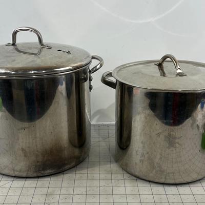 2 Stainless Steel Stock Pots 