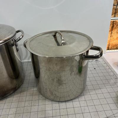 2 Stainless Steel Stock Pots 