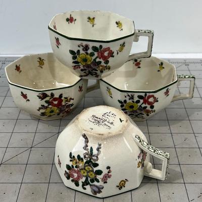 Antique Royal Dulton Tea Cups (4) 