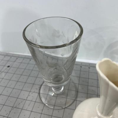 3 Vases- Cut Glass, Etched Glass and Lenox 