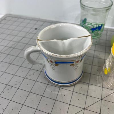 Collection of Cool old Stuff; S & P Mustache Cup, Syrup, Cream Bottle