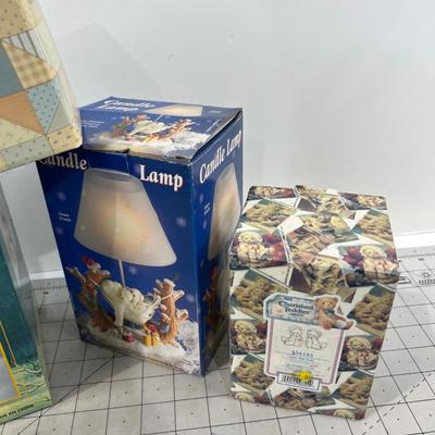 Candle Lamp, Decorative Box, June & Jean Figurine, Calico Kittens All NEW (4) 