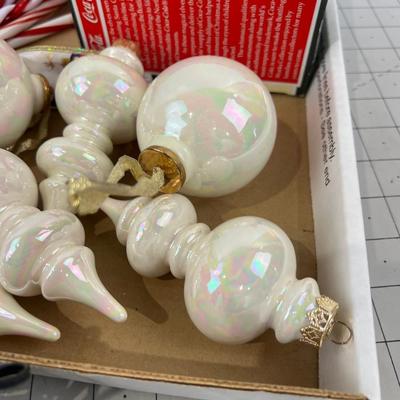 TRAY OF Christmas; Lights, Ribbon and Ornaments 