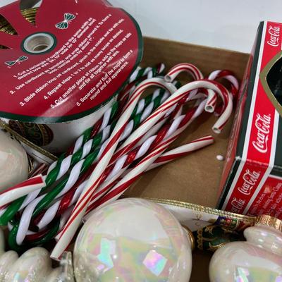 TRAY OF Christmas; Lights, Ribbon and Ornaments 