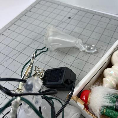 TRAY OF Christmas; Lights, Ribbon and Ornaments 