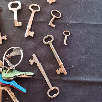 A COLLECTION OF SKELETON AND OTHER OLD KEYS (2)