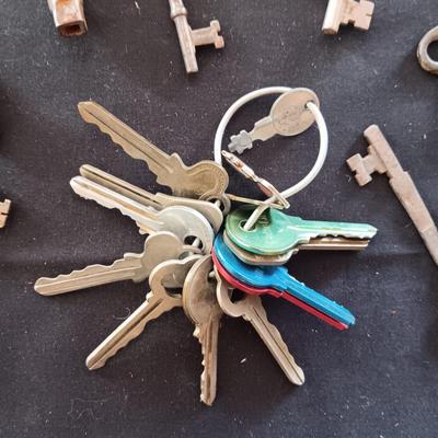 A COLLECTION OF SKELETON AND OTHER OLD KEYS (2)