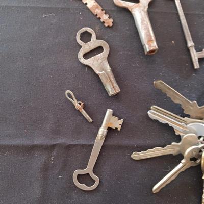 A COLLECTION OF SKELETON AND OTHER OLD KEYS (2)