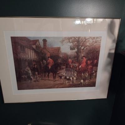 Large Framed Art Print Hound and Hunt Themed