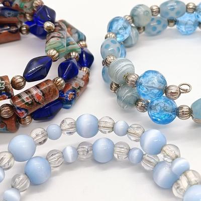 LOT 1: Blue Themed Jewelry - Stone, Glass & Lucite