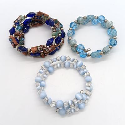 LOT 1: Blue Themed Jewelry - Stone, Glass & Lucite