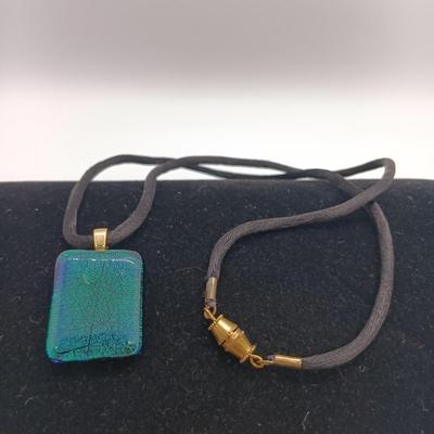 LOT 3: Sterling and Crushed Turquoise Navajo Earrings, Hand Blown Glass Earrings, Glass Art Pendant & More