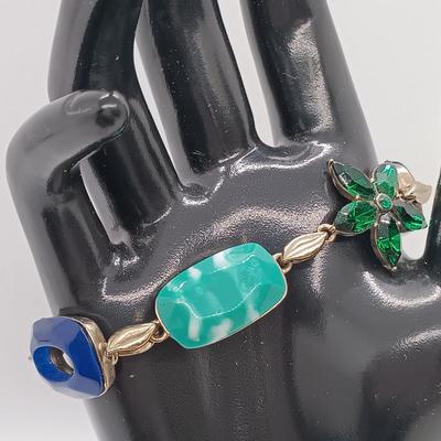 LOT 3: Sterling and Crushed Turquoise Navajo Earrings, Hand Blown Glass Earrings, Glass Art Pendant & More