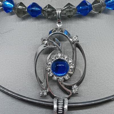LOT 4: Sterling Choker with Premier Designs Bora Bora Pendant, Glass Pendant Necklaces & More
