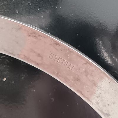 LOT 5: Vintage Sterling Engraved Cuff with Retro Dangle Earrings