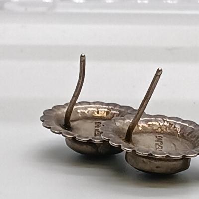 LOT 7: Set of (3) Sterling and Stone Earrings with Native American Inspired Dangle Earrings