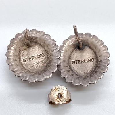 LOT 7: Set of (3) Sterling and Stone Earrings with Native American Inspired Dangle Earrings