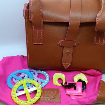 LOT 36: Vintage Acrylic Earrings and T-Shirt Clips with IIIBeCa Satchel
