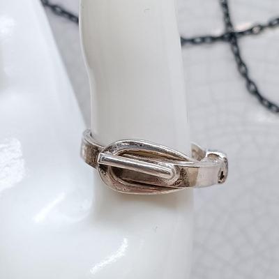 LOT 37: Sterling Heart Bangle, Lucite GB Fish Brooch, Sterling Buckle Ring & More