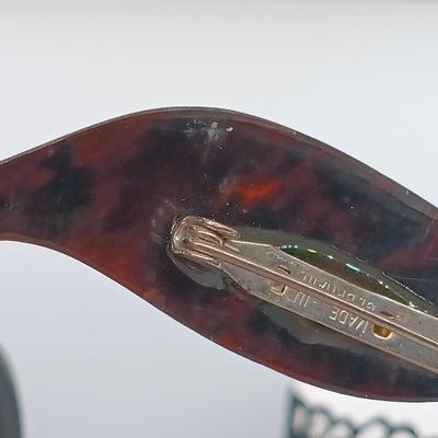 LOT 37: Sterling Heart Bangle, Lucite GB Fish Brooch, Sterling Buckle Ring & More