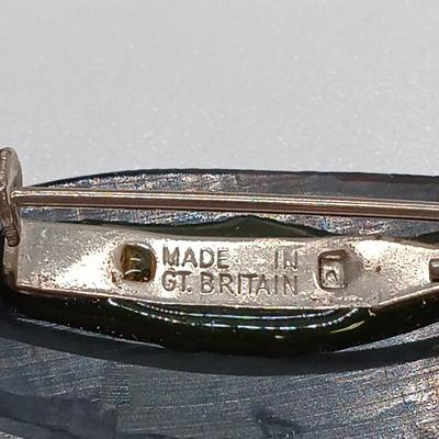 LOT 37: Sterling Heart Bangle, Lucite GB Fish Brooch, Sterling Buckle Ring & More