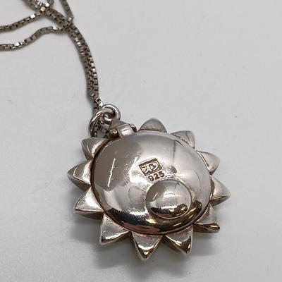 LOT 39: Sterling Silver Collection - Frog Pendant with Gemstones, Sun Shaped Perfume Pendant, Textured Braid Ring & More