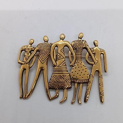 LOT 40: Tiger's Eye Earrings with 14K Backs & Laurel Birch Brooch